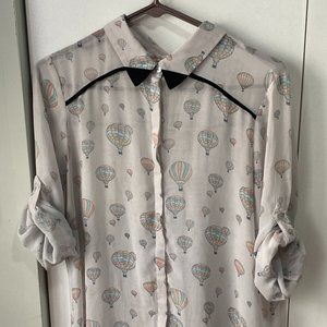 Hot Air Balloon Print Button-Up